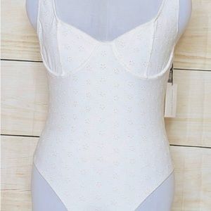 Faithful The Brand Palais White Eyelet One Piece Swimsuit Size Small and Size XL